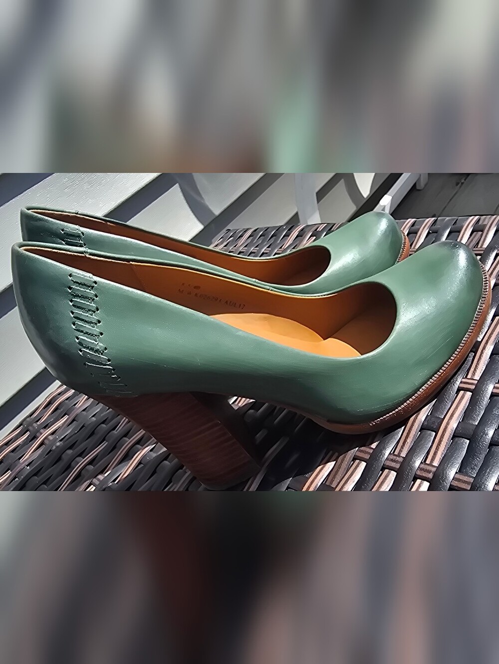 Kork-Ease Green Leather Round-Toe Wedge Pumps - Picture 13 of 16